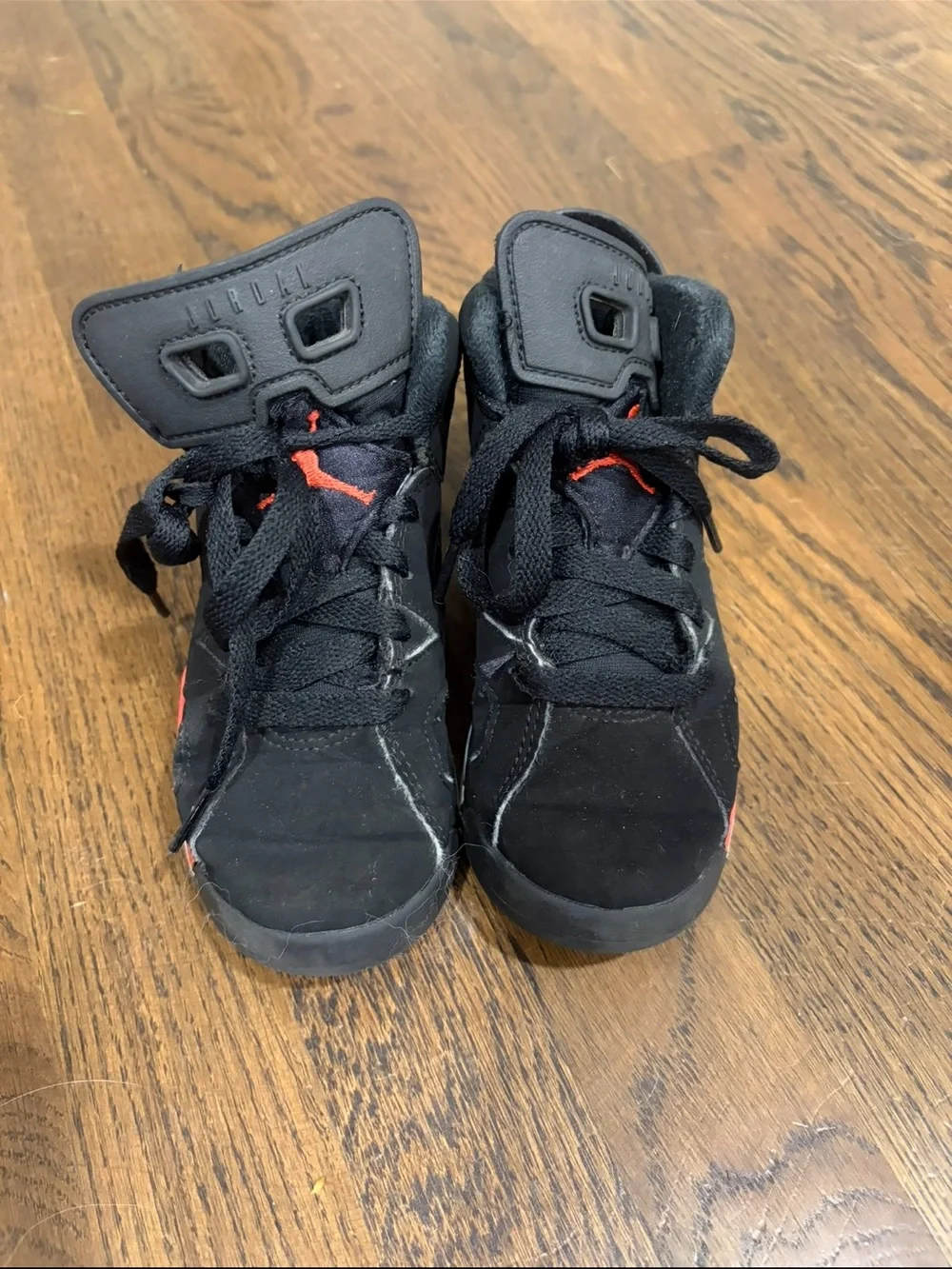 Jordan Kids Black and Red High-Top Sneakers